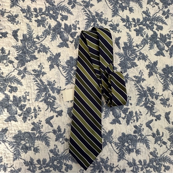Chaps Ralph Lauren Tie Green & Navy Stripes Preppy Formal 58” x 3.5” - Picture 4 of 11